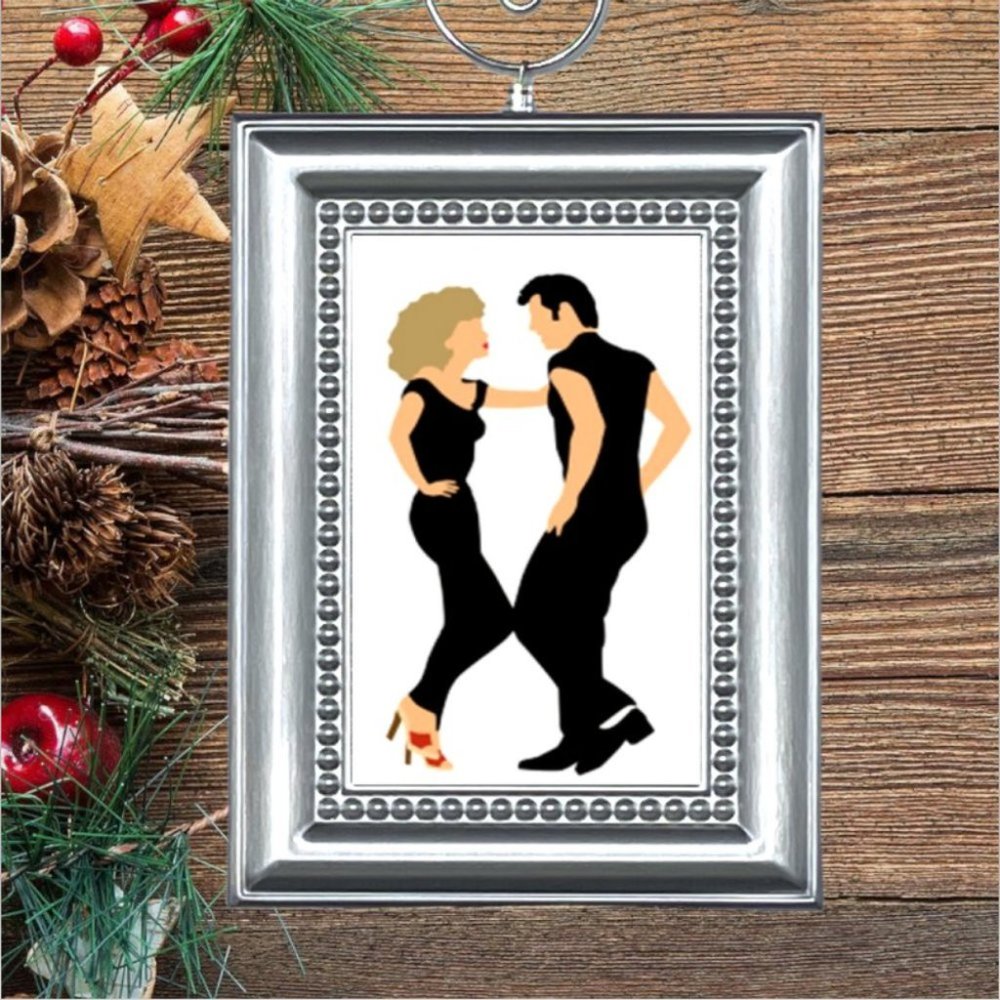 Grease Movie John Travolta & Olivia Newton John Christmas‎ Tree Ornament